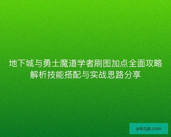 地下城与勇士魔道学者刷图加点全面攻略解析技能搭配与实战思路分享